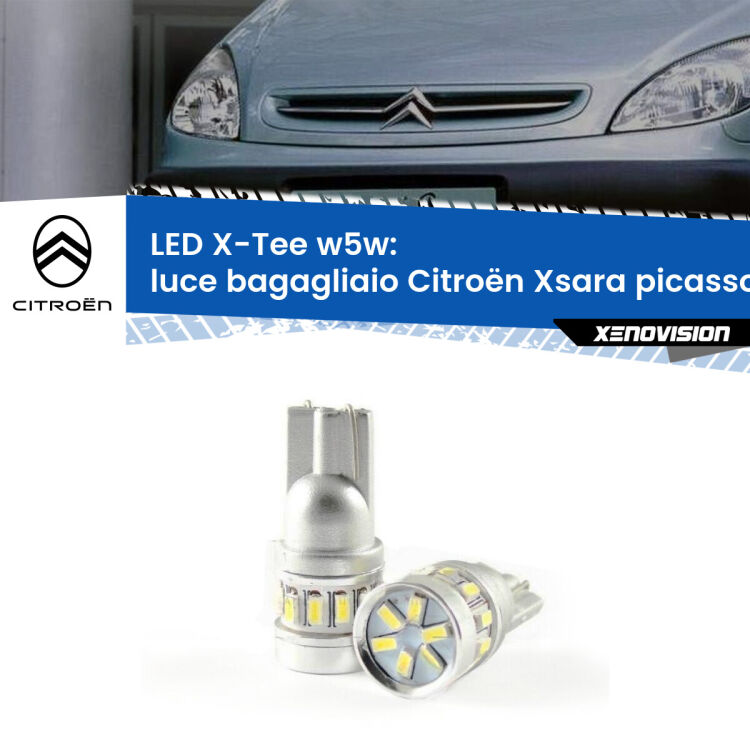 0 Luce Bagagliaio LED per Citroën Xsara picasso 1999 - 2012: W5W X-Tee <strong>LED luce bagagliaio per Citroën Xsara picasso</strong> 1999 - 2012. Lampade <strong>W5W</strong> modello X-Tee Xenovision top di gamma.