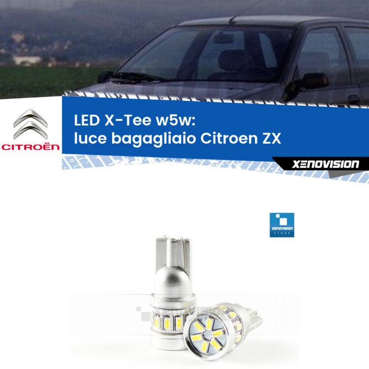 <strong>LED luce bagagliaio per Citroen ZX</strong>  1991 - 1997. Lampade <strong>W5W</strong> modello X-Tee Xenovision top di gamma.