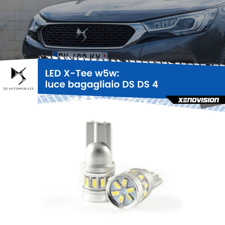 0 Luce Bagagliaio LED per DS DS 4 2015 in poi: W5W X-Tee <strong>LED luce bagagliaio per DS DS 4</strong> 2015 in poi. Lampade <strong>W5W</strong> modello X-Tee Xenovision top di gamma.