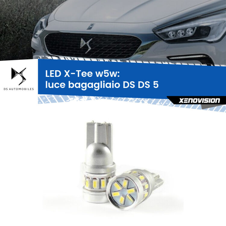 0 Luce Bagagliaio LED per DS DS 5 2015 in poi: W5W X-Tee <strong>LED luce bagagliaio per DS DS 5</strong> 2015 in poi. Lampade <strong>W5W</strong> modello X-Tee Xenovision top di gamma.