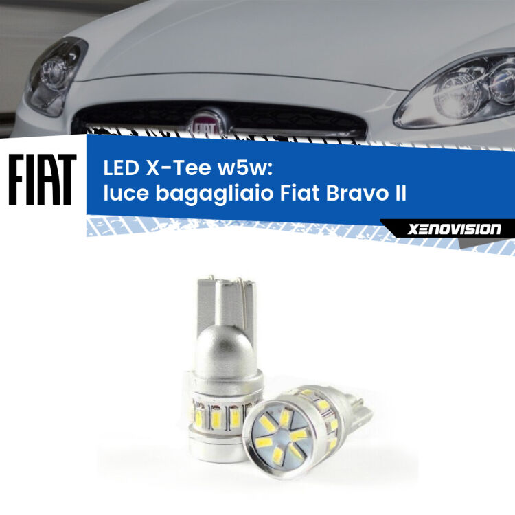 0 Luce Bagagliaio LED per Fiat Bravo II 2006 - 2014: W5W X-Tee <strong>LED luce bagagliaio per Fiat Bravo II</strong> 2006 - 2014. Lampade <strong>W5W</strong> modello X-Tee Xenovision top di gamma.