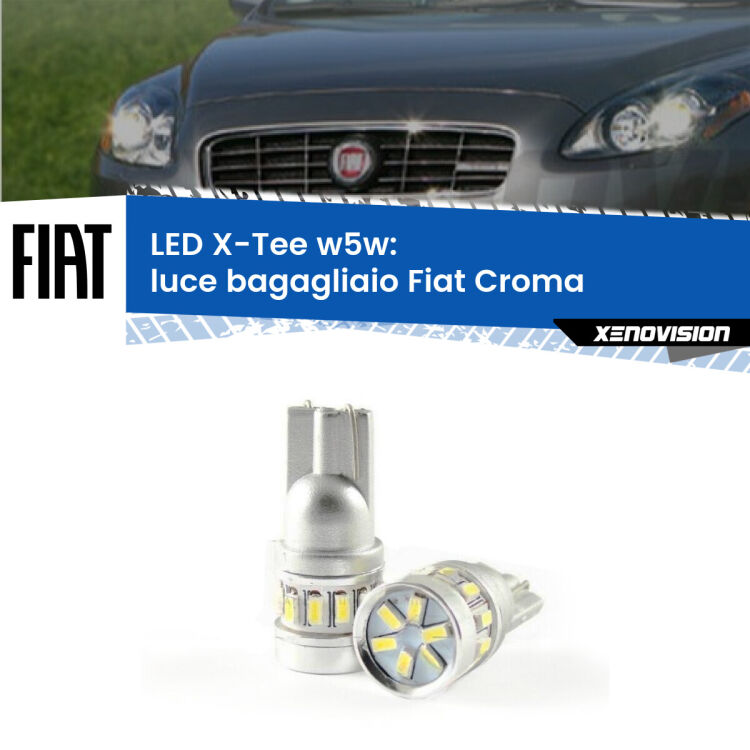 0 Luce Bagagliaio LED per Fiat Croma 2005 - 2010: W5W X-Tee <strong>LED luce bagagliaio per Fiat Croma</strong> 2005 - 2010. Lampade <strong>W5W</strong> modello X-Tee Xenovision top di gamma.