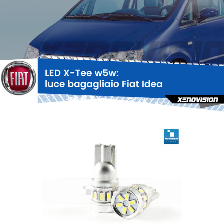<strong>LED luce bagagliaio per Fiat Idea</strong>  2003 - 2015. Lampade <strong>W5W</strong> modello X-Tee Xenovision top di gamma.