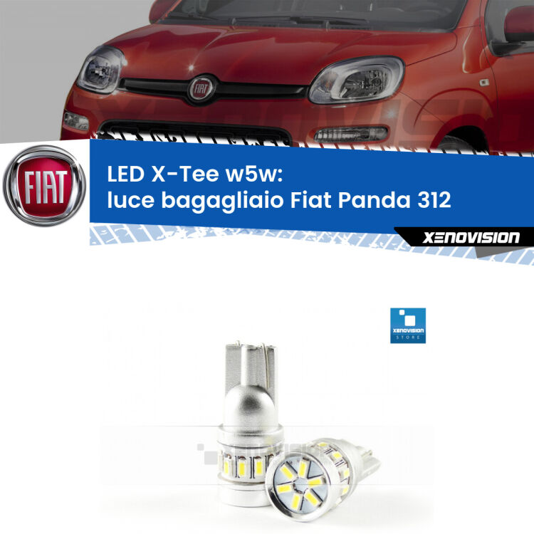 <strong>LED luce bagagliaio per Fiat Panda</strong> 312 2012 in poi. Lampade <strong>W5W</strong> modello X-Tee Xenovision top di gamma.