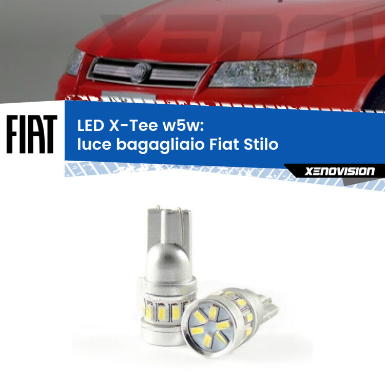 0 Luce Bagagliaio LED per Fiat Stilo  2001 - 2006: W5W X-Tee <strong>LED luce bagagliaio per Fiat Stilo</strong>  2001 - 2006. Lampade <strong>W5W</strong> modello X-Tee Xenovision top di gamma.