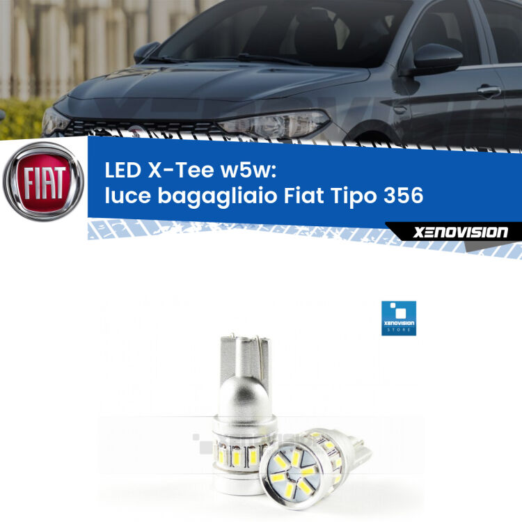 <strong>LED luce bagagliaio per Fiat Tipo</strong> 356 2015 in poi. Lampade <strong>W5W</strong> modello X-Tee Xenovision top di gamma.