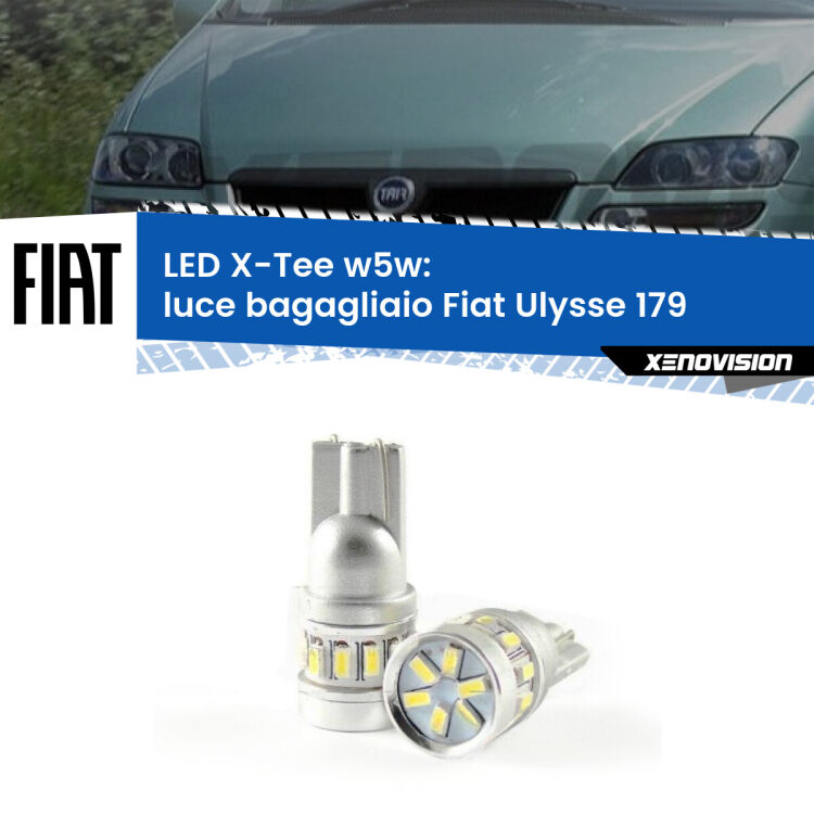 0 Luce Bagagliaio LED per Fiat Ulysse 179 2002 - 2011: W5W X-Tee <strong>LED luce bagagliaio per Fiat Ulysse</strong> 179 2002 - 2011. Lampade <strong>W5W</strong> modello X-Tee Xenovision top di gamma.