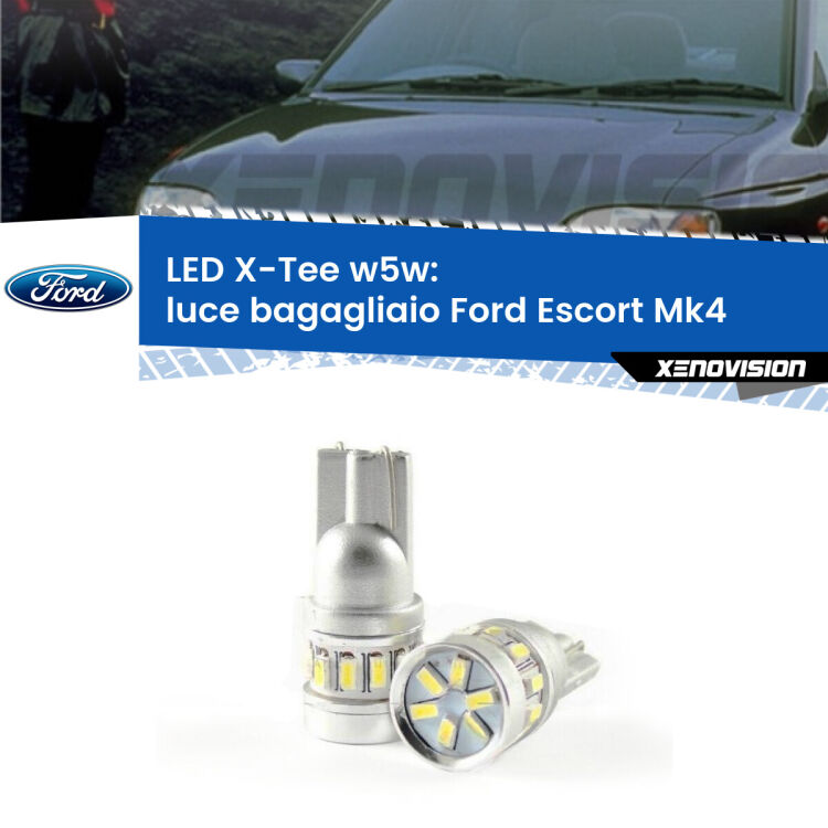 0 Luce Bagagliaio LED per Ford Escort Mk4 1990 - 2000: W5W X-Tee <strong>LED luce bagagliaio per Ford Escort</strong> Mk4 1990 - 2000. Lampade <strong>W5W</strong> modello X-Tee Xenovision top di gamma.