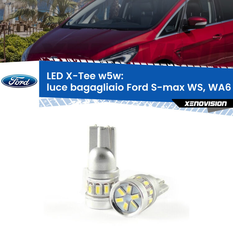 0 Luce Bagagliaio LED per Ford S-max WS, WA6 2006 - 2014: W5W X-Tee <strong>LED luce bagagliaio per Ford S-max</strong> WS, WA6 2006 - 2014. Lampade <strong>W5W</strong> modello X-Tee Xenovision top di gamma.