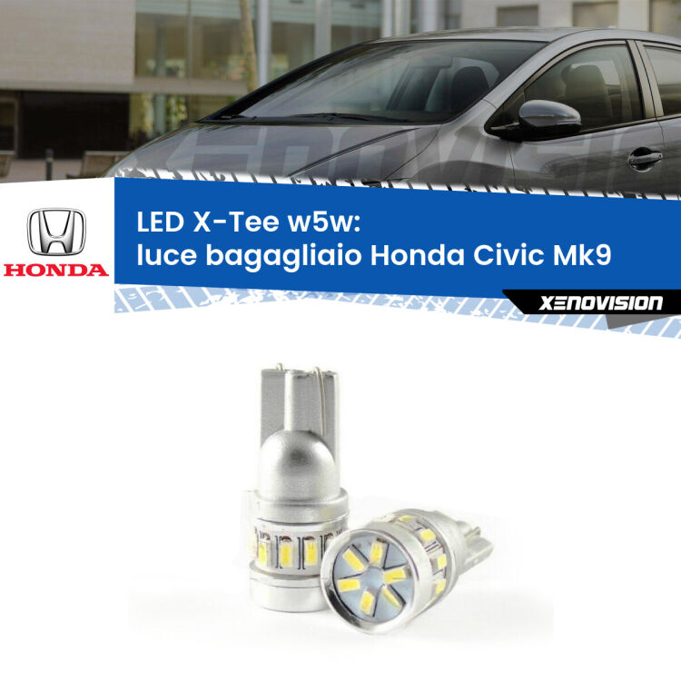 0 Luce Bagagliaio LED per Honda Civic Mk9 2011 - 2015: W5W X-Tee <strong>LED luce bagagliaio per Honda Civic</strong> Mk9 2011 - 2015. Lampade <strong>W5W</strong> modello X-Tee Xenovision top di gamma.