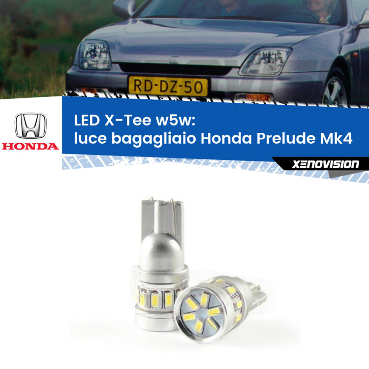 0 Luce Bagagliaio LED per Honda Prelude Mk4 1992 - 1996: W5W X-Tee <strong>LED luce bagagliaio per Honda Prelude</strong> Mk4 1992 - 1996. Lampade <strong>W5W</strong> modello X-Tee Xenovision top di gamma.