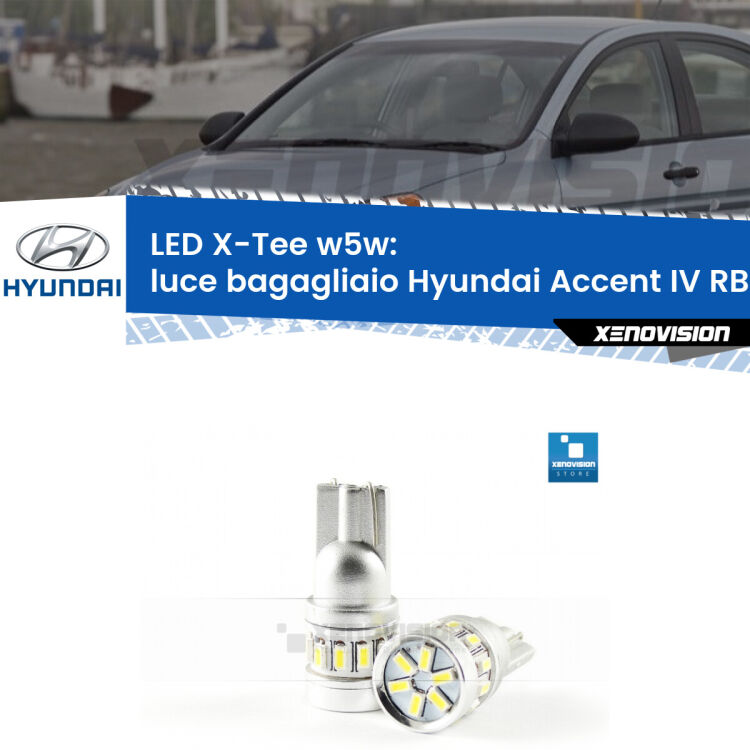<strong>LED luce bagagliaio per Hyundai Accent IV</strong> RB 2010 in poi. Lampade <strong>W5W</strong> modello X-Tee Xenovision top di gamma.