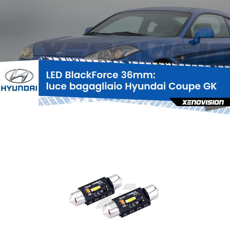 <strong>LED luce bagagliaio 36mm per Hyundai Coupe</strong> GK 2002 - 2009. Coppia lampadine <strong>C5W</strong>modello BlackForce Xenovision.