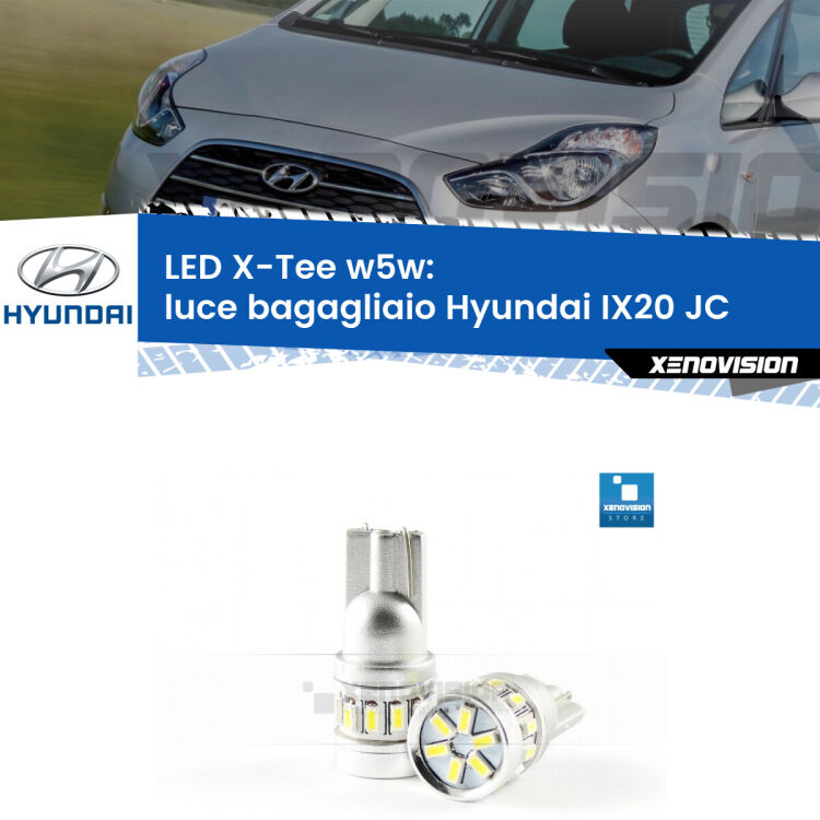 <strong>LED luce bagagliaio per Hyundai IX20</strong> JC 2010 in poi. Lampade <strong>W5W</strong> modello X-Tee Xenovision top di gamma.