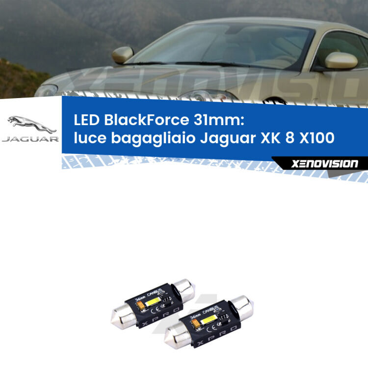 <strong>LED luce bagagliaio 31mm per Jaguar XK 8</strong> X100 1996 - 2005. Coppia lampadine <strong>C5W</strong>modello BlackForce Xenovision.