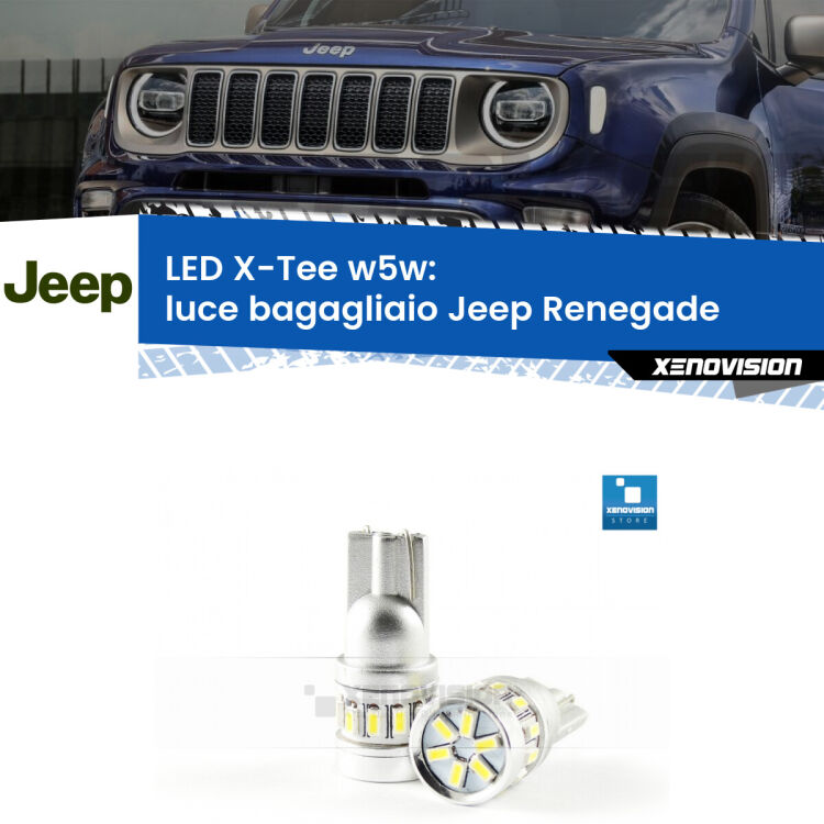 <strong>LED luce bagagliaio per Jeep Renegade</strong>  2014 in poi. Lampade <strong>W5W</strong> modello X-Tee Xenovision top di gamma.