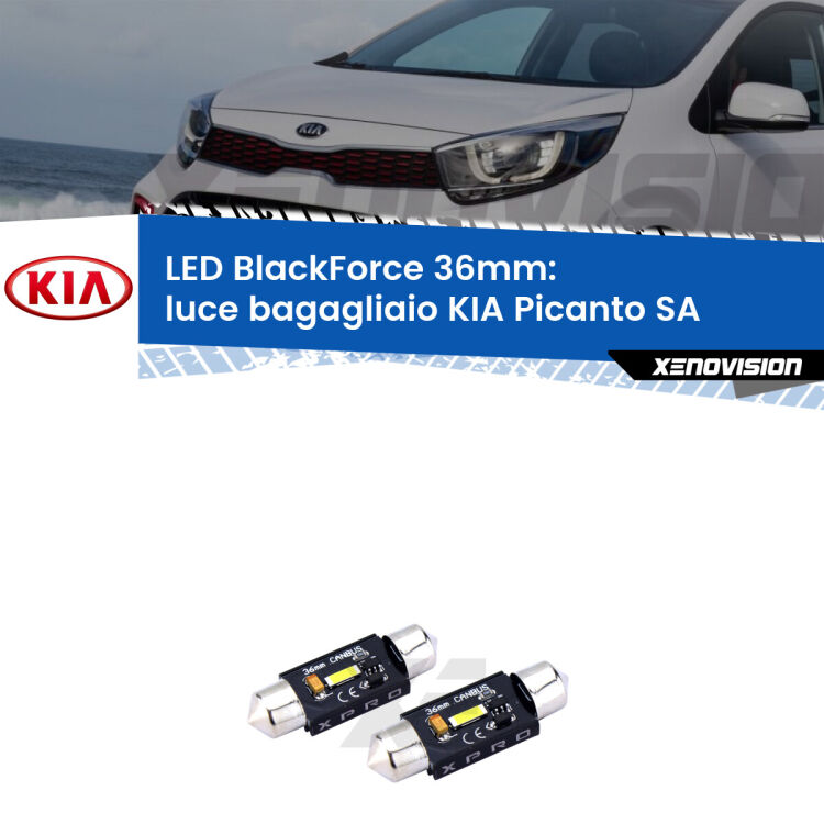 <strong>LED luce bagagliaio 36mm per KIA Picanto</strong> SA 2003 - 2010. Coppia lampadine <strong>C5W</strong>modello BlackForce Xenovision.