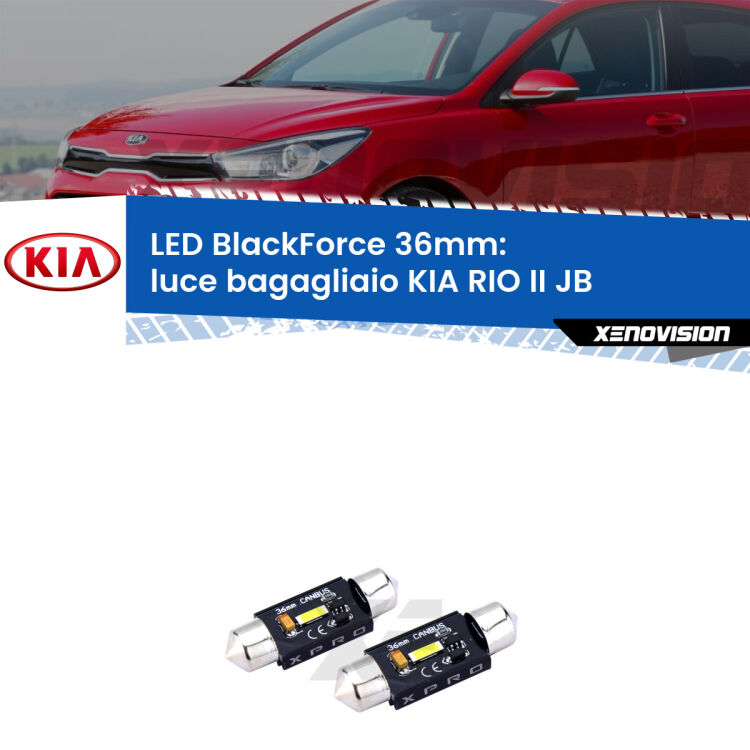 <strong>LED luce bagagliaio 36mm per KIA RIO II</strong> JB 2005 - 2010. Coppia lampadine <strong>C5W</strong>modello BlackForce Xenovision.