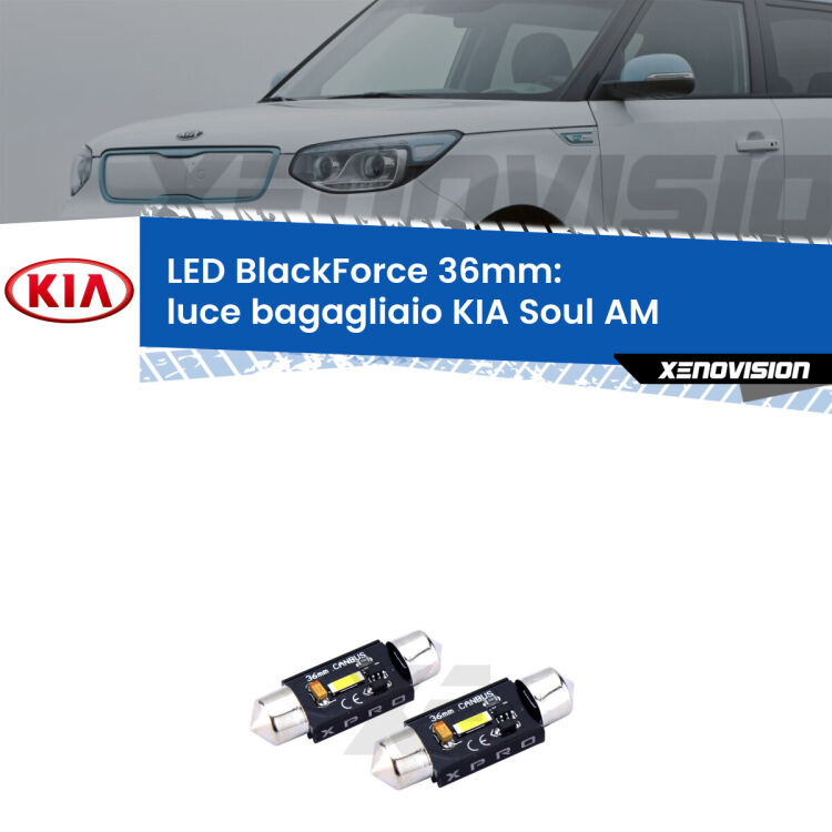 <strong>LED luce bagagliaio 36mm per KIA Soul</strong> AM 2009 - 2014. Coppia lampadine <strong>C5W</strong>modello BlackForce Xenovision.