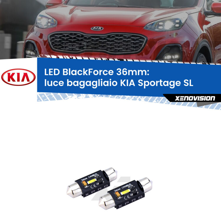 <strong>LED luce bagagliaio 36mm per KIA Sportage</strong> SL 2010 - 2014. Coppia lampadine <strong>C5W</strong>modello BlackForce Xenovision.