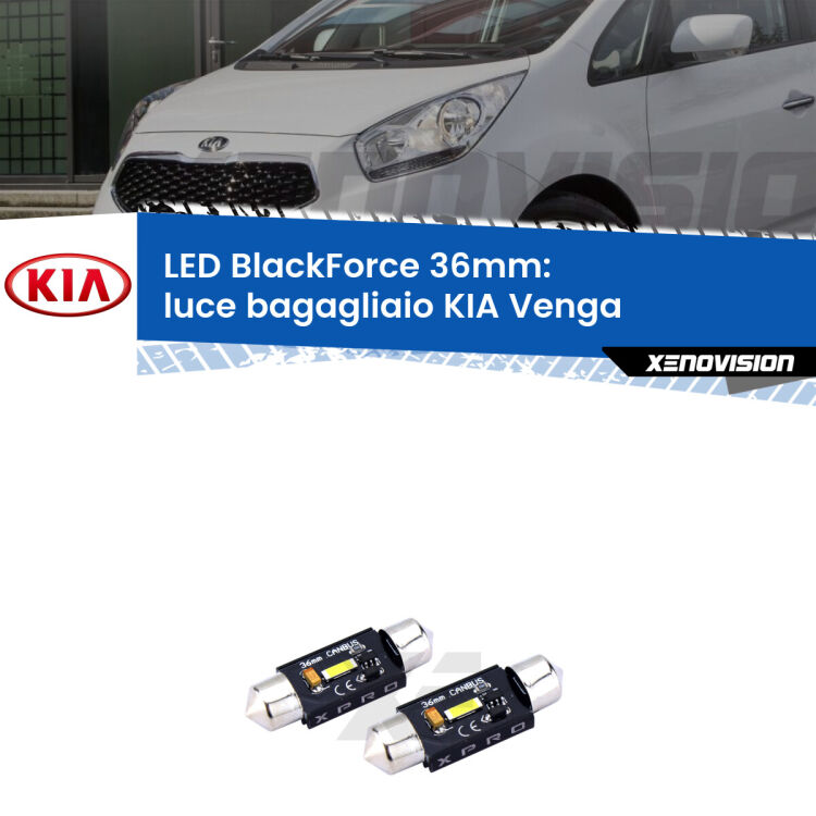 <strong>LED luce bagagliaio 36mm per KIA Venga</strong>  2010 - 2019. Coppia lampadine <strong>C5W</strong>modello BlackForce Xenovision.
