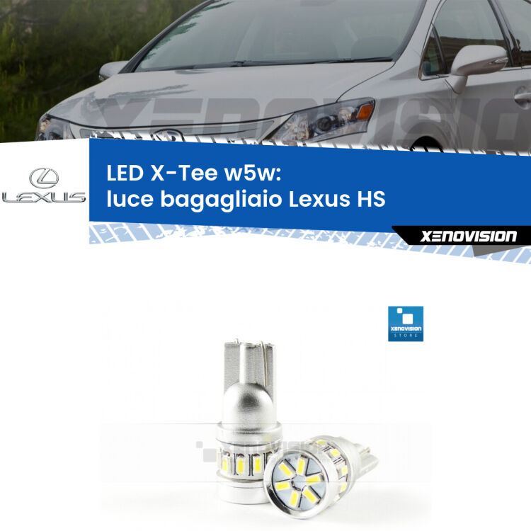 <strong>LED luce bagagliaio per Lexus HS</strong>  2009 - 2018. Lampade <strong>W5W</strong> modello X-Tee Xenovision top di gamma.