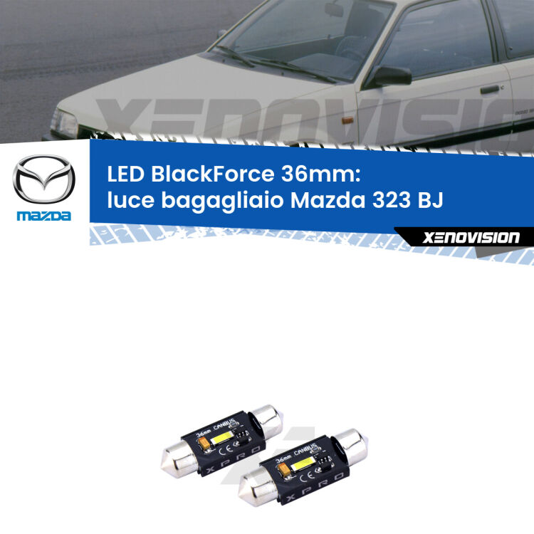 <strong>LED luce bagagliaio 36mm per Mazda 323</strong> BJ 1998 - 2004. Coppia lampadine <strong>C5W</strong>modello BlackForce Xenovision.