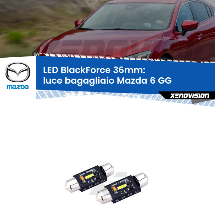 <strong>LED luce bagagliaio 36mm per Mazda 6</strong> GG 2002 - 2007. Coppia lampadine <strong>C5W</strong>modello BlackForce Xenovision.