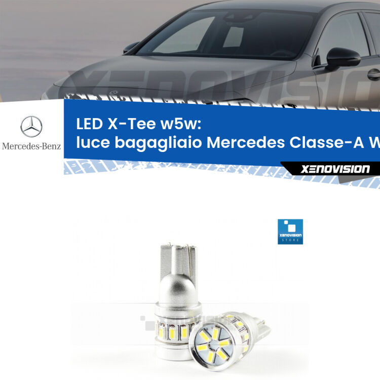 <strong>LED luce bagagliaio per Mercedes Classe-A</strong> W176 2012 - 2018. Lampade <strong>W5W</strong> modello X-Tee Xenovision top di gamma.