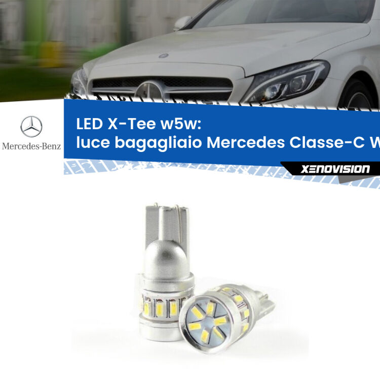 0 Luce Bagagliaio LED per Mercedes Classe-C W205 2013 - 2018: W5W X-Tee <strong>LED luce bagagliaio per Mercedes Classe-C</strong> W205 2013 - 2018. Lampade <strong>W5W</strong> modello X-Tee Xenovision top di gamma.