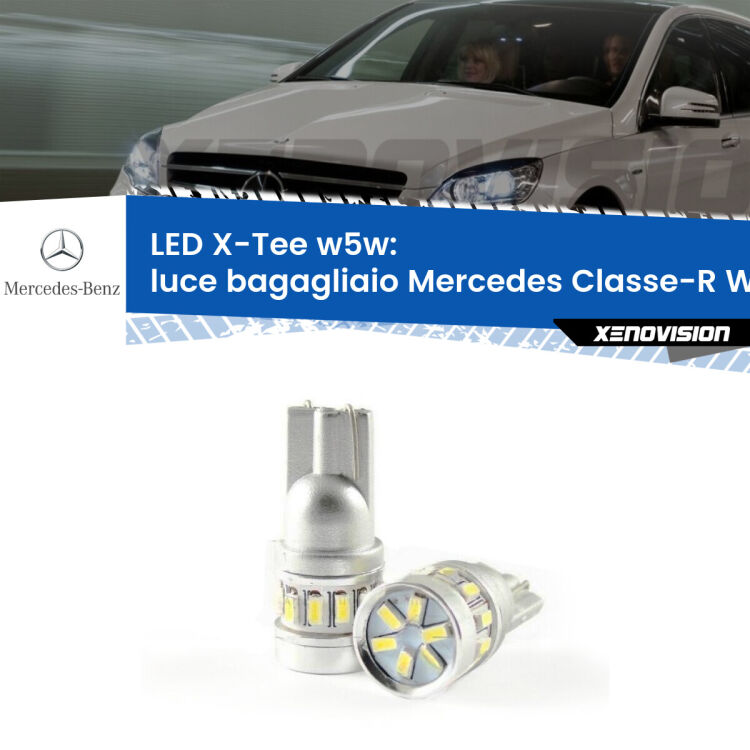 0 Luce Bagagliaio LED per Mercedes Classe-R W251, V251 2006 - 2014: W5W X-Tee <strong>LED luce bagagliaio per Mercedes Classe-R</strong> W251, V251 2006 - 2014. Lampade <strong>W5W</strong> modello X-Tee Xenovision top di gamma.