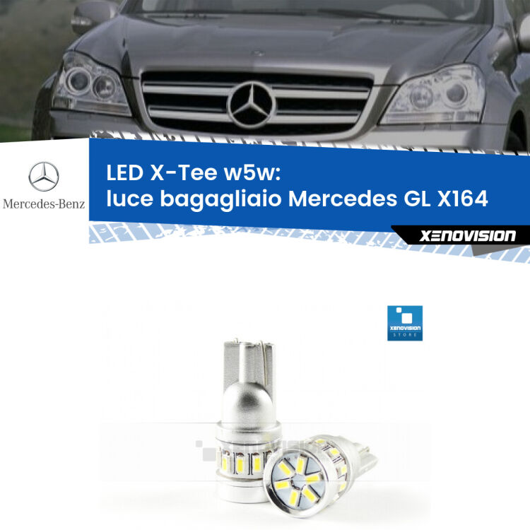 <strong>LED luce bagagliaio per Mercedes GL</strong> X164 2006 - 2012. Lampade <strong>W5W</strong> modello X-Tee Xenovision top di gamma.