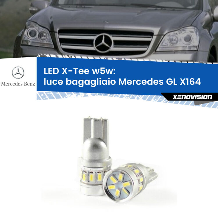 0 Luce Bagagliaio LED per Mercedes GL X164 2006 - 2012: W5W X-Tee <strong>LED luce bagagliaio per Mercedes GL</strong> X164 2006 - 2012. Lampade <strong>W5W</strong> modello X-Tee Xenovision top di gamma.