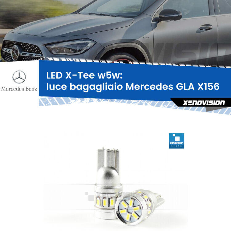<strong>LED luce bagagliaio per Mercedes GLA</strong> X156 2013 in poi. Lampade <strong>W5W</strong> modello X-Tee Xenovision top di gamma.