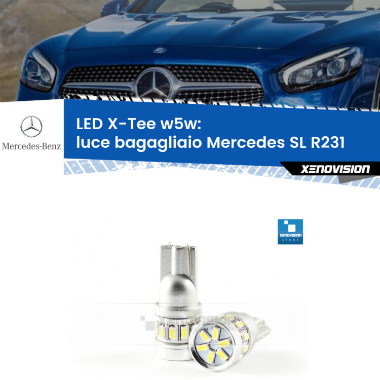 <strong>LED luce bagagliaio per Mercedes SL</strong> R231 2012 in poi. Lampade <strong>W5W</strong> modello X-Tee Xenovision top di gamma.
