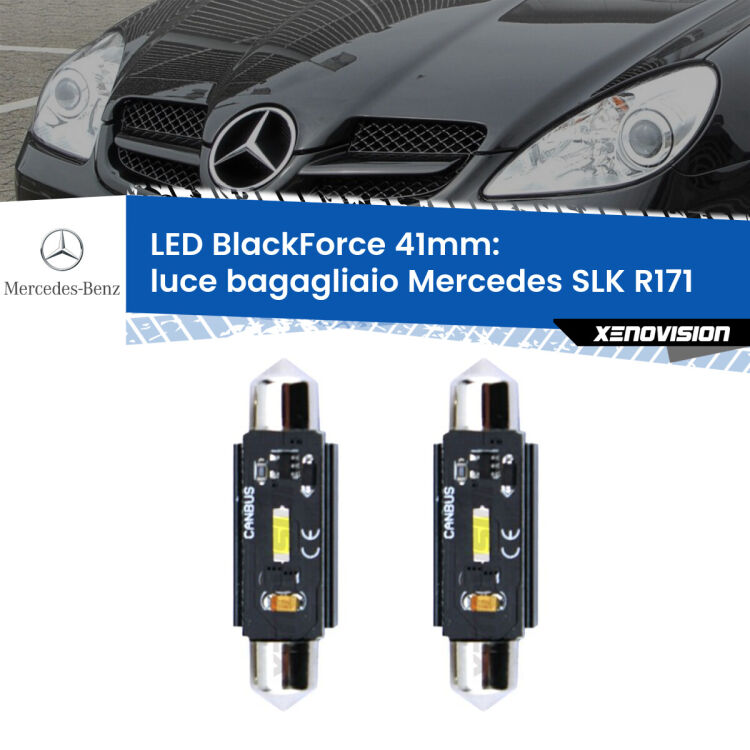 0 Luce Bagagliaio LED per Mercedes SLK R171 2004 - 2011: C5W BlackForce 41mm (Coppia) <strong>Luce Bagagliaio LED per Mercedes SLK</strong> R171 2004 - 2011. Coppia lampade <strong>C5W</strong> 41mm modello BlackForce canbus.