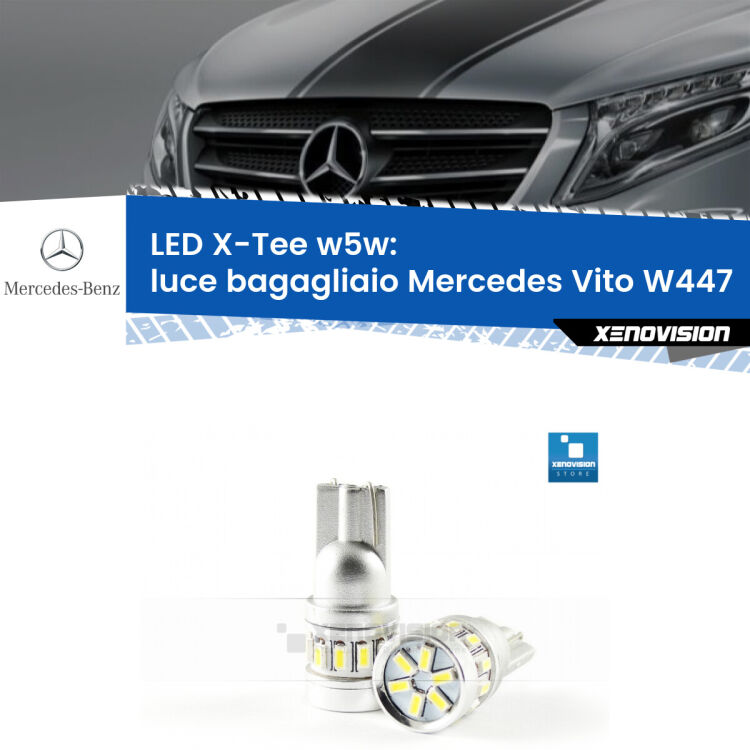 <strong>LED luce bagagliaio per Mercedes Vito</strong> W447 2014 in poi. Lampade <strong>W5W</strong> modello X-Tee Xenovision top di gamma.