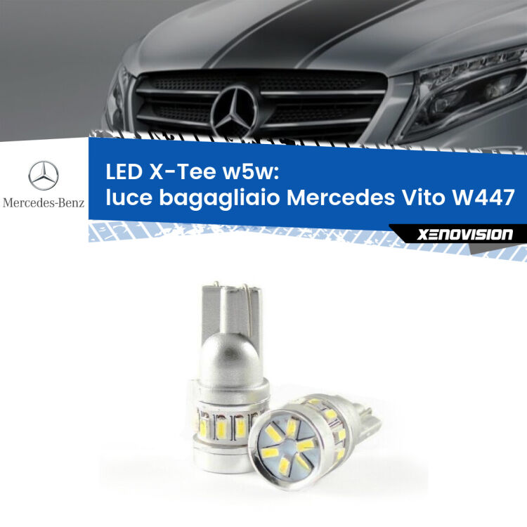 0 Luce Bagagliaio LED per Mercedes Vito W447 2014 in poi: W5W X-Tee <strong>LED luce bagagliaio per Mercedes Vito</strong> W447 2014 in poi. Lampade <strong>W5W</strong> modello X-Tee Xenovision top di gamma.