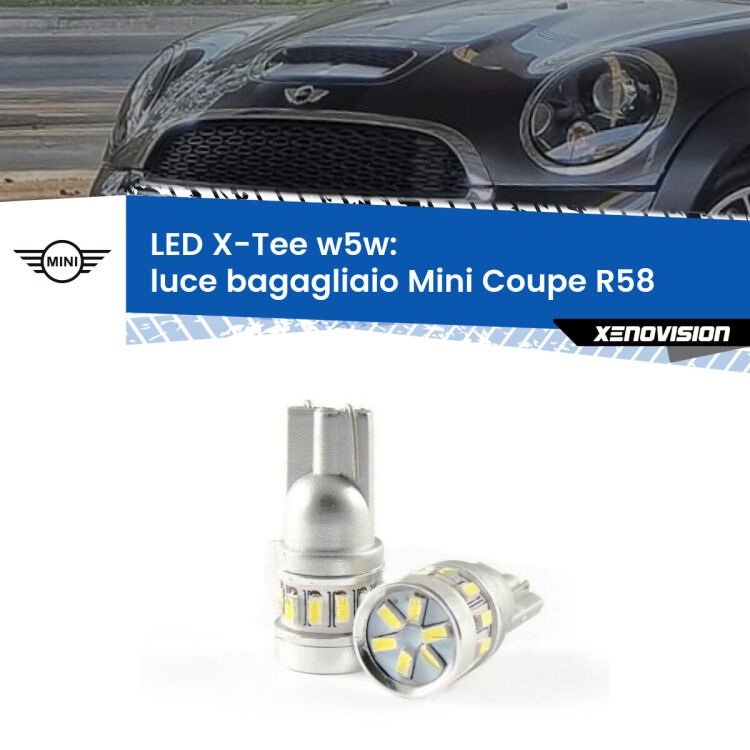 0 Luce Bagagliaio LED per Mini Coupe R58 2011 - 2015: W5W X-Tee <strong>LED luce bagagliaio per Mini Coupe</strong> R58 2011 - 2015. Lampade <strong>W5W</strong> modello X-Tee Xenovision top di gamma.