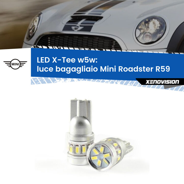 0 Luce Bagagliaio LED per Mini Roadster R59 2012 - 2015: W5W X-Tee <strong>LED luce bagagliaio per Mini Roadster</strong> R59 2012 - 2015. Lampade <strong>W5W</strong> modello X-Tee Xenovision top di gamma.