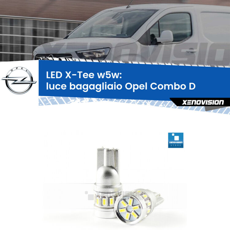 <strong>LED luce bagagliaio per Opel Combo D</strong>  2012 - 2018. Lampade <strong>W5W</strong> modello X-Tee Xenovision top di gamma.