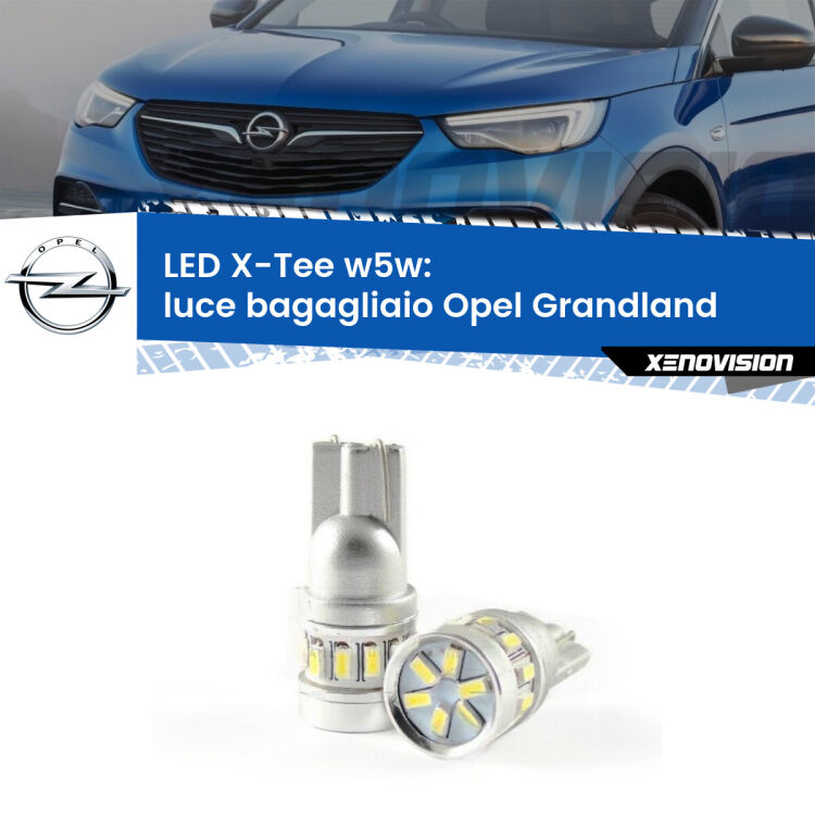 0 Luce Bagagliaio LED per Opel Grandland  2017 in poi: W5W X-Tee <strong>LED luce bagagliaio per Opel Grandland</strong>  2017 in poi. Lampade <strong>W5W</strong> modello X-Tee Xenovision top di gamma.