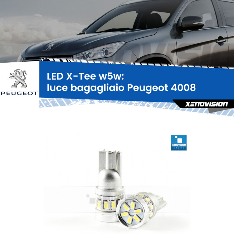 <strong>LED luce bagagliaio per Peugeot 4008</strong>  2012 in poi. Lampade <strong>W5W</strong> modello X-Tee Xenovision top di gamma.