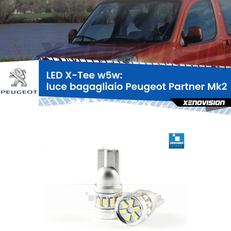 <strong>LED luce bagagliaio per Peugeot Partner</strong> Mk2 2008 - 2016. Lampade <strong>W5W</strong> modello X-Tee Xenovision top di gamma.