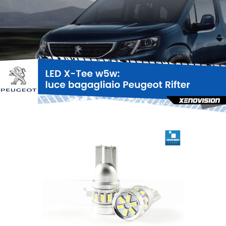 <strong>LED luce bagagliaio per Peugeot Rifter</strong>  2018 in poi. Lampade <strong>W5W</strong> modello X-Tee Xenovision top di gamma.