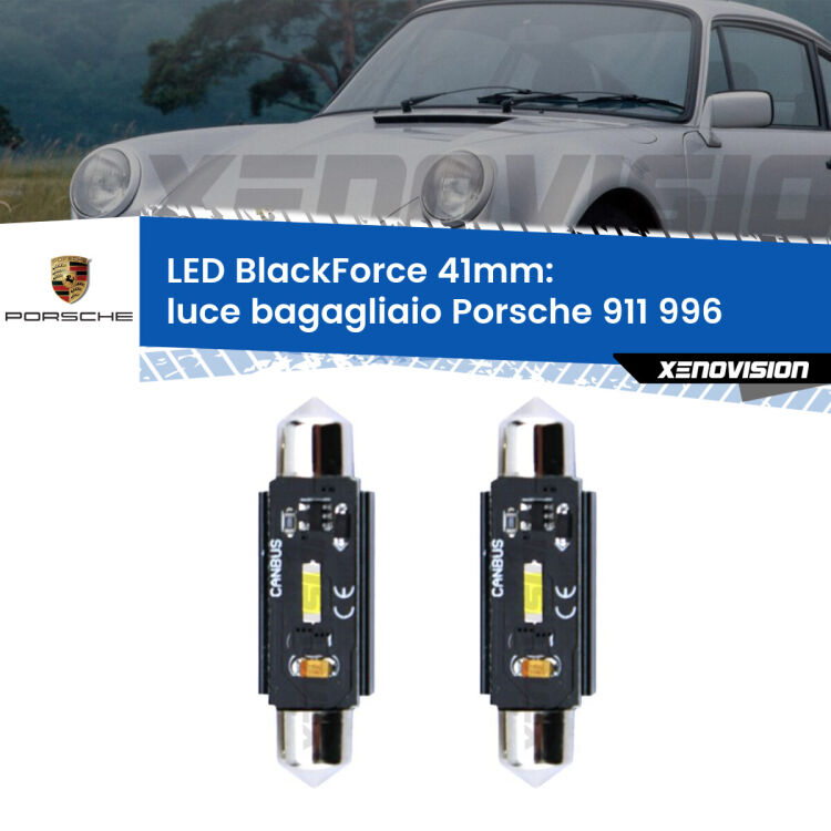 0 Luce Bagagliaio LED per Porsche 911 996 1997 - 2005: C5W BlackForce 41mm (Coppia) <strong>Luce Bagagliaio LED per Porsche 911</strong> 996 1997 - 2005. Coppia lampade <strong>C5W</strong> 41mm modello BlackForce canbus.