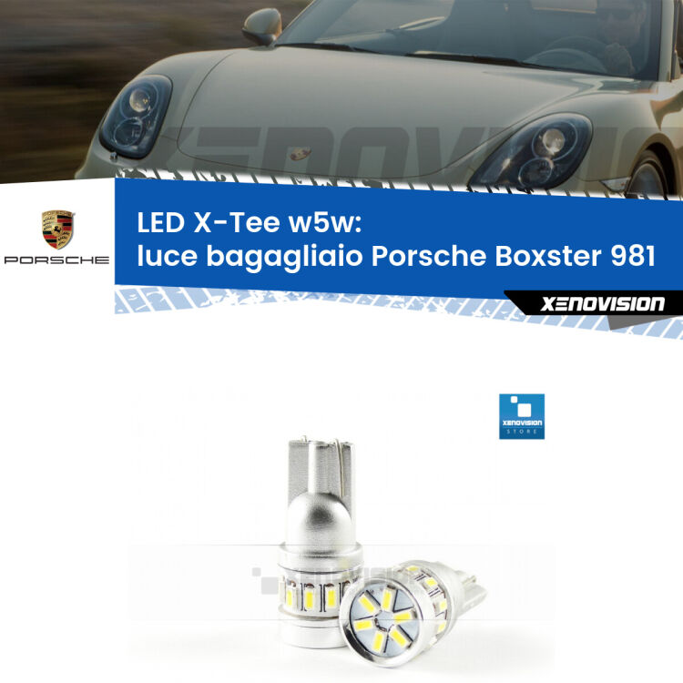 <strong>LED luce bagagliaio per Porsche Boxster</strong> 981 2012 in poi. Lampade <strong>W5W</strong> modello X-Tee Xenovision top di gamma.