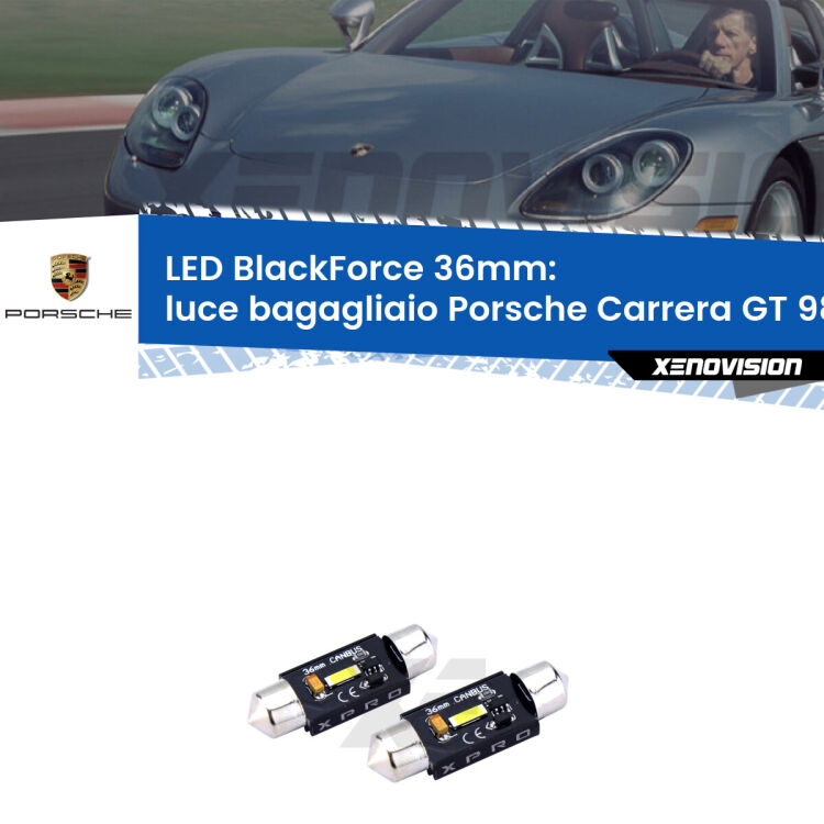 <strong>LED luce bagagliaio 36mm per Porsche Carrera GT</strong> 980 2003 - 2006. Coppia lampadine <strong>C5W</strong>modello BlackForce Xenovision.