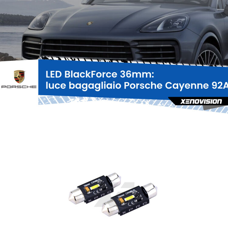 <strong>LED luce bagagliaio 36mm per Porsche Cayenne</strong> 92A 2010 in poi. Coppia lampadine <strong>C5W</strong>modello BlackForce Xenovision.