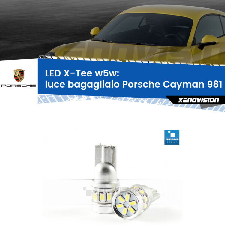 <strong>LED luce bagagliaio per Porsche Cayman</strong> 981 2013 in poi. Lampade <strong>W5W</strong> modello X-Tee Xenovision top di gamma.